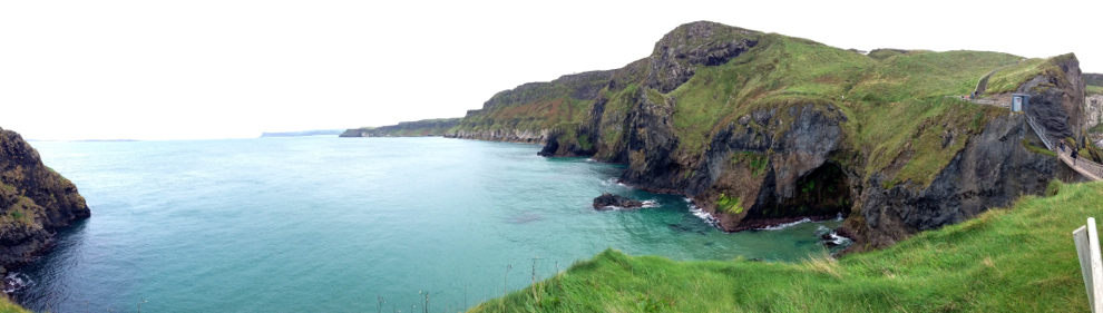 View from across Carrick-a-Rede Rope Bridge, Northern Ireland