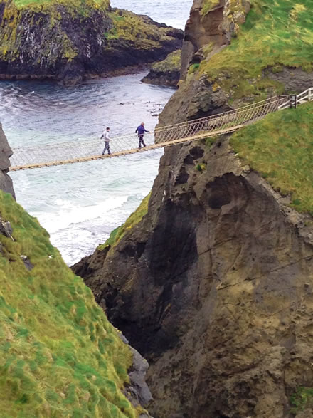 Crossing Carrick-a-rede Rope Bridge, Northern Ireland