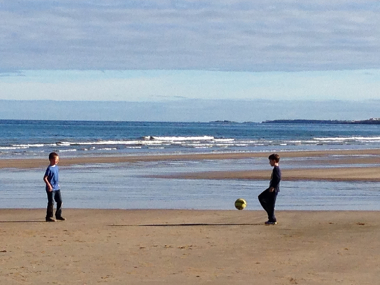 Football on Castlerock Beach