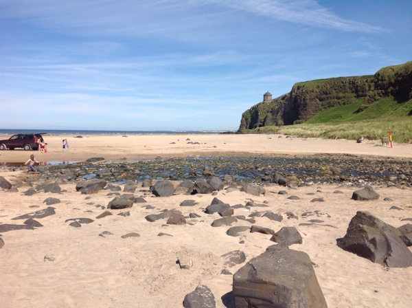 Mussenden Temple from Downhill Beach, CausewayCoast.holiday